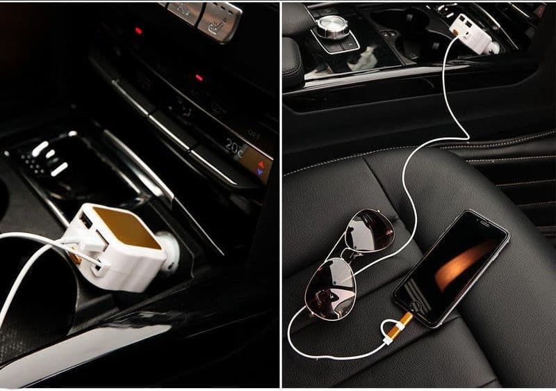 image-Retractable 2 in 1 Car Charger