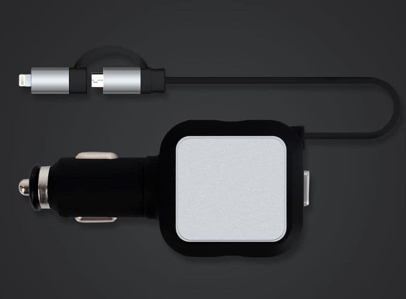 image-Retractable 2 in 1 Car Charger