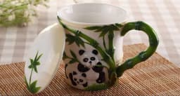 image-Cute Panda Bamboo Enamel Ceramic Mug