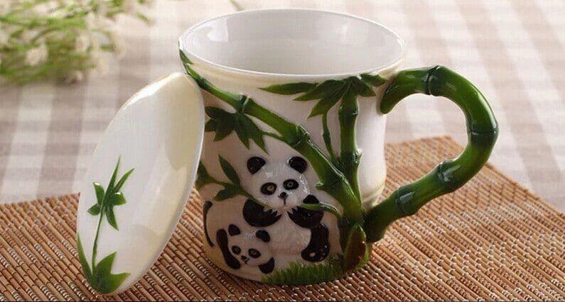 image-Cute Panda Bamboo Enamel Ceramic Mug