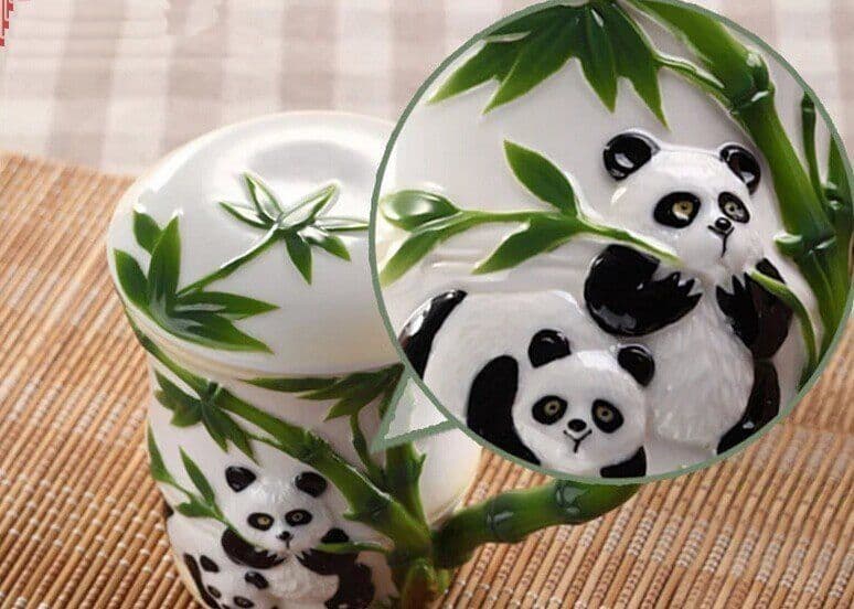 image-Cute Panda Bamboo Enamel Ceramic Mug