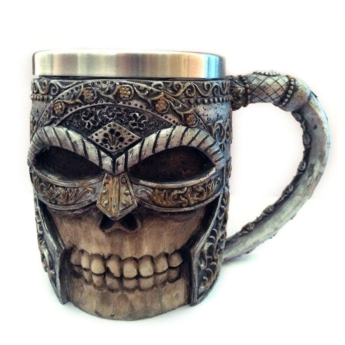 image-Masked Knight Stainless Steel Skull Mug