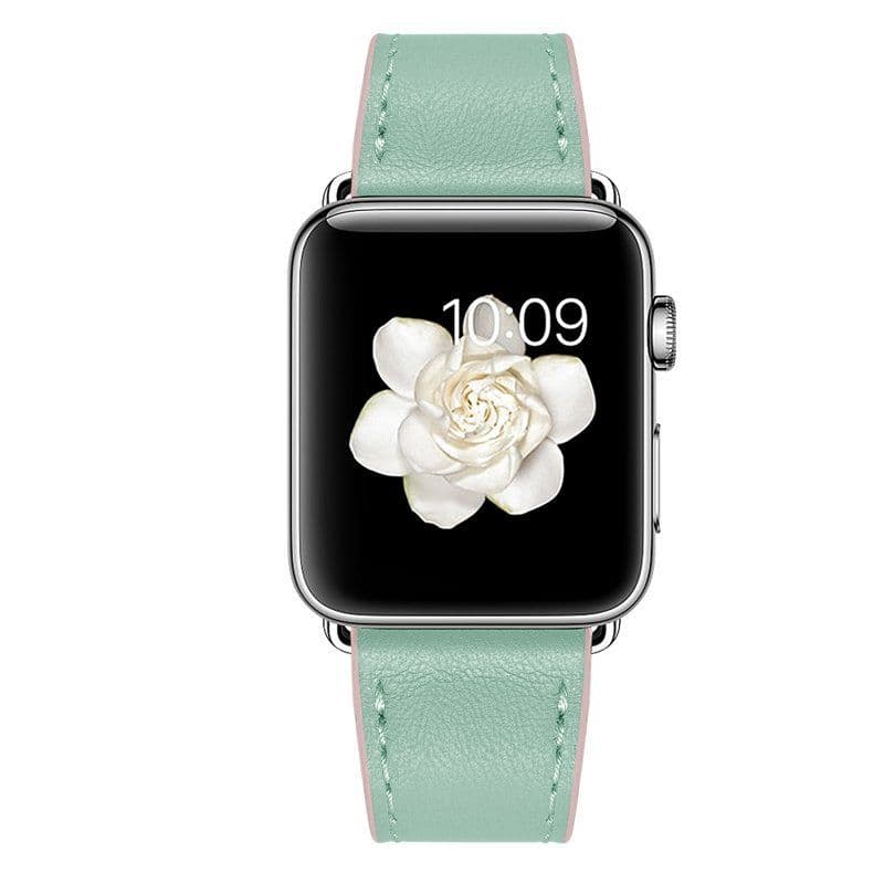 image-Green Leather Apple Watch Band