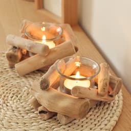 image-Wood Candle Holder Set