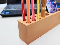 image-Wood Phone Holder & Pen Container