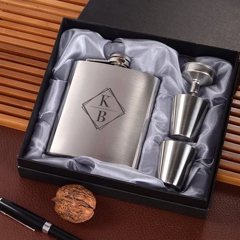image-Square Monogram Flask