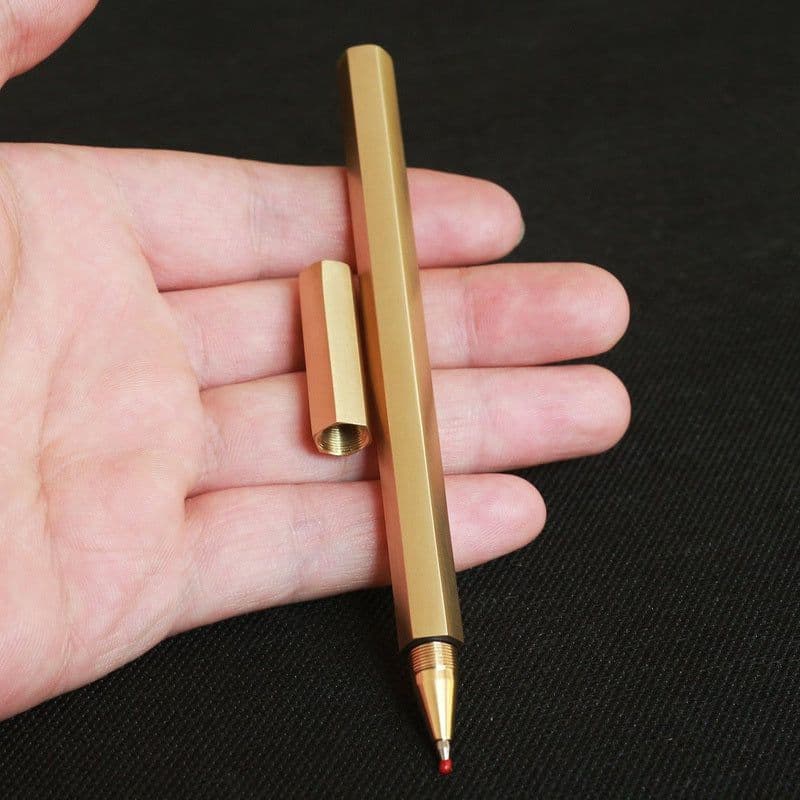 image-Hexagon Brass Pen