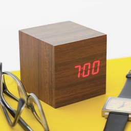 image-Cube Walnut Click Clock