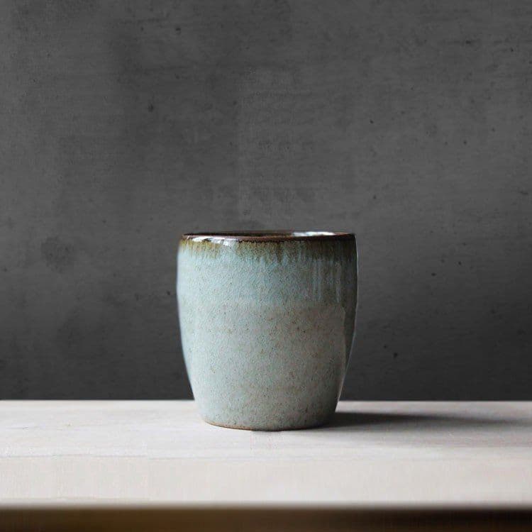 image-Handmade Pottery Retro Green Ceramic Cup