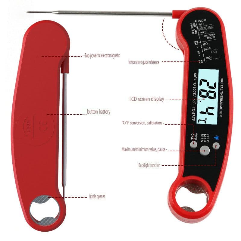 image-BBQ Instant Read Meat Thermometer Waterproof Digital Food Probe