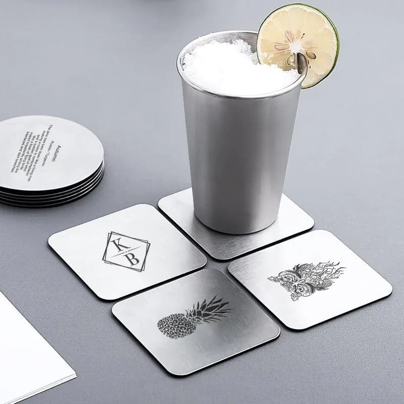 image-Personalized Stainless Steel Coasters