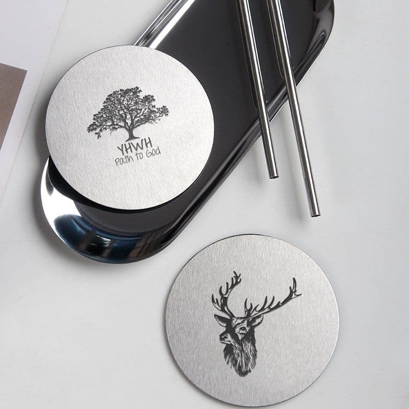 image-Personalized Stainless Steel Coasters