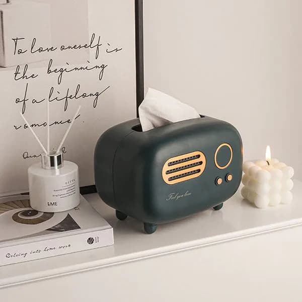 image-Retro Radio Inspired Tissue Box