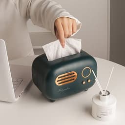 image-Retro Radio Inspired Tissue Box