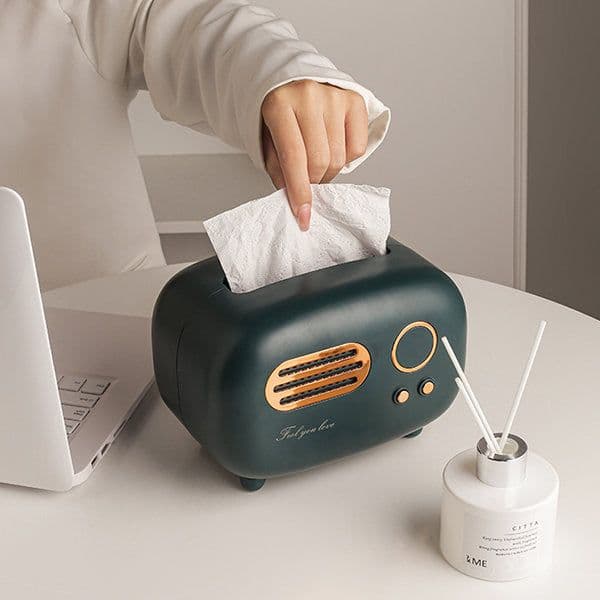 image-Retro Radio Inspired Tissue Box