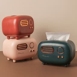 image-Retro Radio Inspired Tissue Box