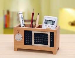 image-Wood Perpetual Calendar Storage Box