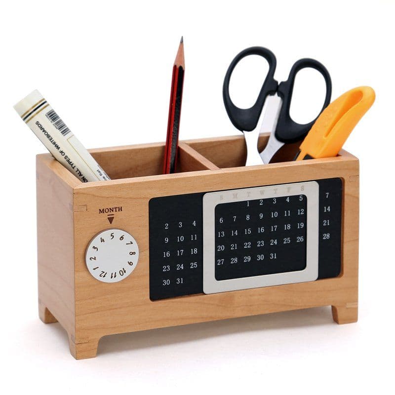 image-Wood Perpetual Calendar Storage Box