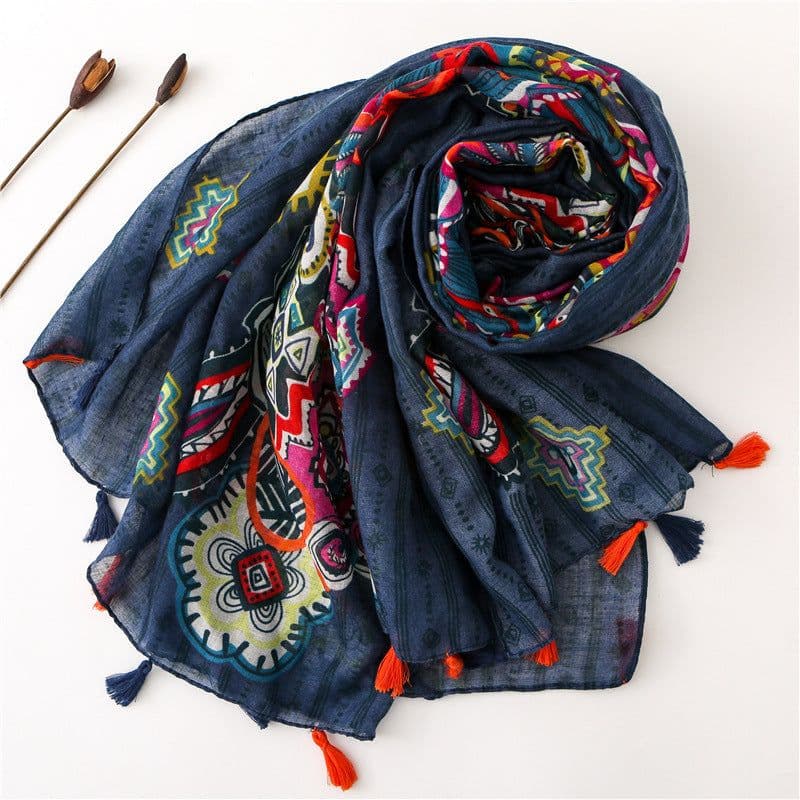 image-Handmade Tassel Scarf - Bohemian Beach Sunscreen Shawl for Women - Spring/Summer Fashion