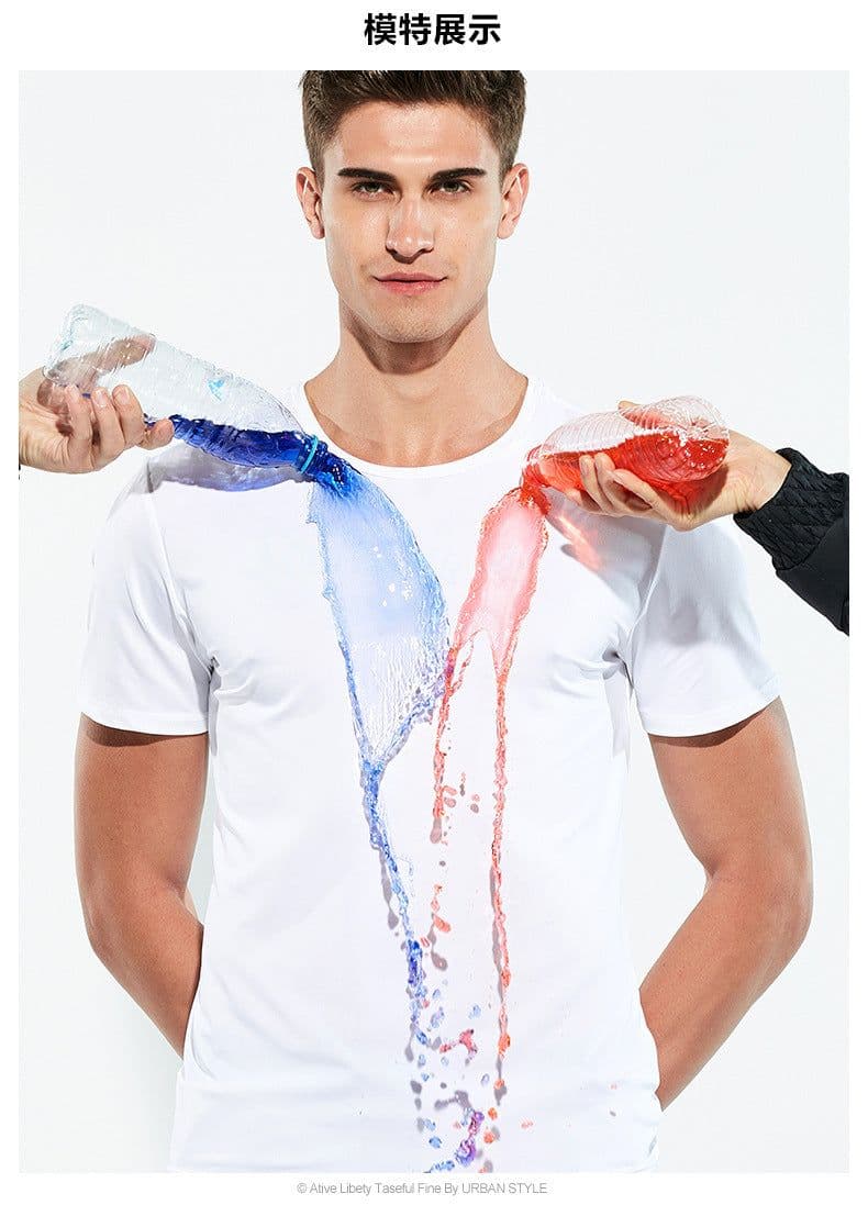 image-Men's Ice Silk T-Shirt Short Sleeve Quick Dry Black