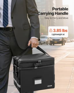 image-VEVOR Fireproof Document Box, 1832 ℉ Heat Insulated Fireproof & Waterproof Box with Lock, Portable Two-Layer File Storage Organizer Home Office Travel Use, for Passports, Important Documents, Files