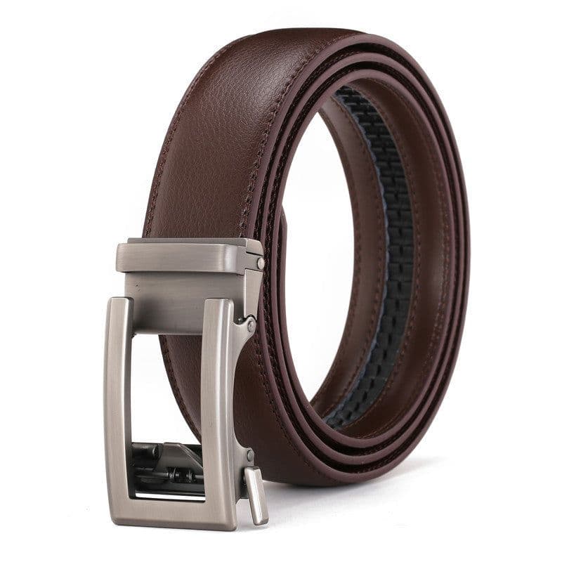 image-LannyQveen Men's Leather Belt - Red Automatic Buckle