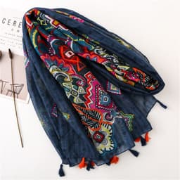 image-Handmade Tassel Scarf - Bohemian Beach Sunscreen Shawl for Women - Spring/Summer Fashion
