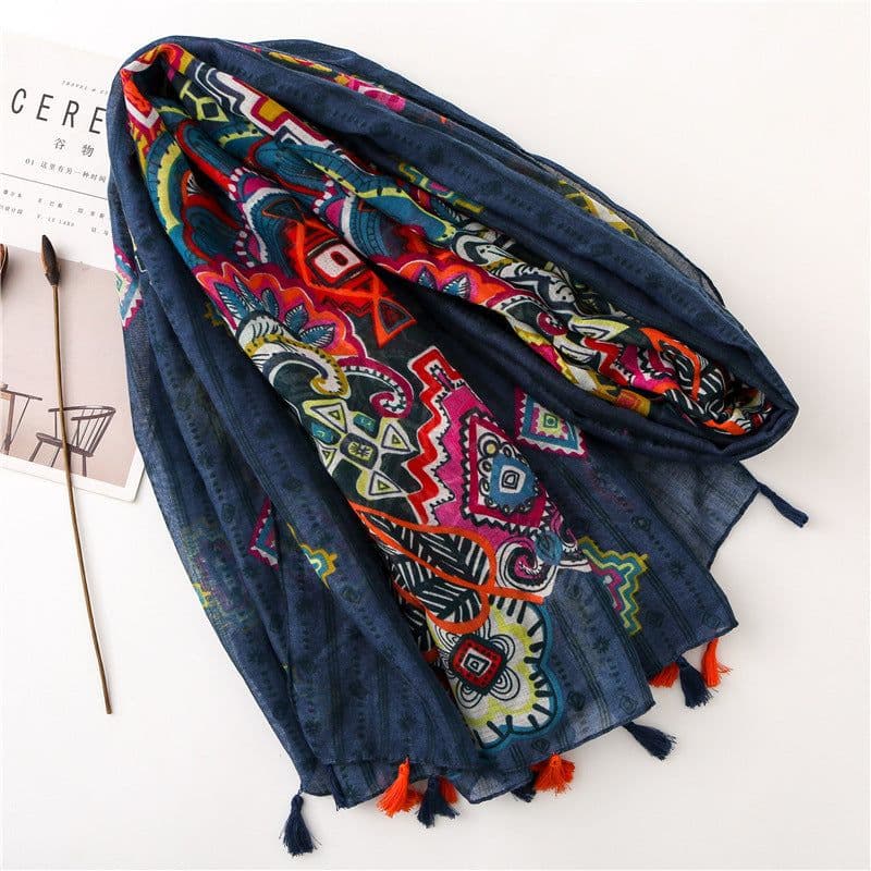 image-Handmade Tassel Scarf - Bohemian Beach Sunscreen Shawl for Women - Spring/Summer Fashion