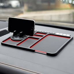image-Car Anti-Slip Mat with Mobile Phone Holder, Dashboard Storage, Black