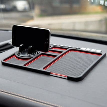 image-Car Anti-Slip Mat with Mobile Phone Holder, Dashboard Storage, Black