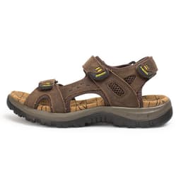 image-Men's Sandals Khaki Cowhide Casual Open Toe Size 48