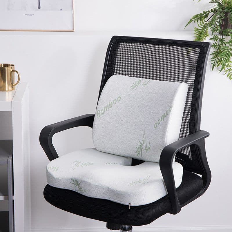 image-Memory Foam Waist Cushion + Memory Foam Beautiful Buttock Cushion Dining Chair Car Office Set