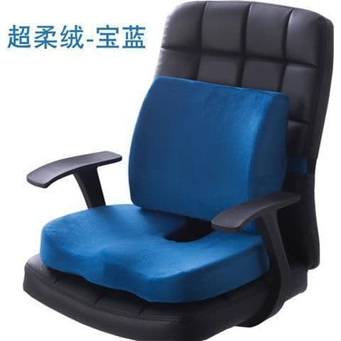 image-Memory Foam Waist Cushion + Memory Foam Beautiful Buttock Cushion Dining Chair Car Office Set