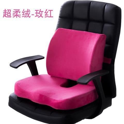 image-Memory Foam Waist Cushion + Memory Foam Beautiful Buttock Cushion Dining Chair Car Office Set