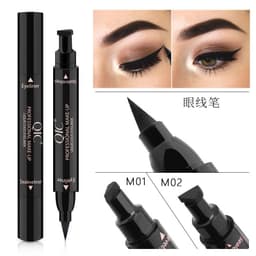 image-QIC double-headed seal triangle eyeliner, waterproof and non-smudge wing liquid eyeliner pen, vibrato net celebrity, the same beauty makeup