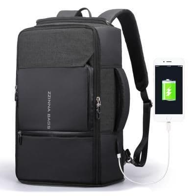 image-Men's Large Capacity Travel Backpack With USB Port