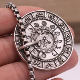 image-Viking Moon Phase Talisman Necklace - Retro Pagan Pendant for Men