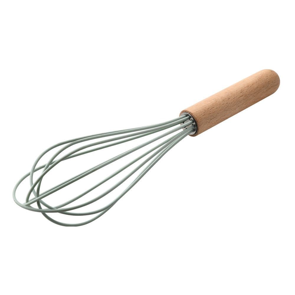 image-Storage bucket fresh green wooden handle silicone kitchen utensils set of 11 non-stick spatula kitchen set eleven sets
