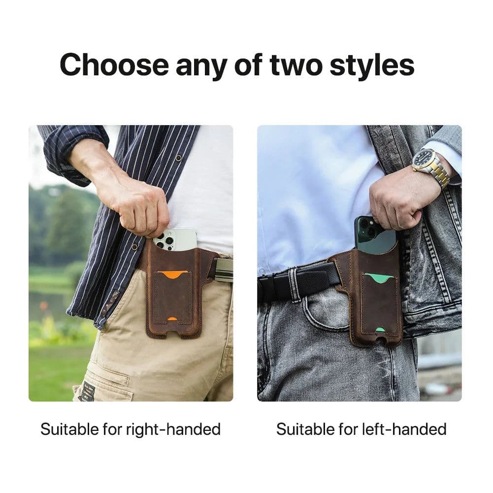image-CONTACTS FAMILY 100% Nubuck Leather Phone Waist Case Bag Men Cellphone Loop Holster Belt Pouch for iPhone 14 13 12 Pro Max Mini