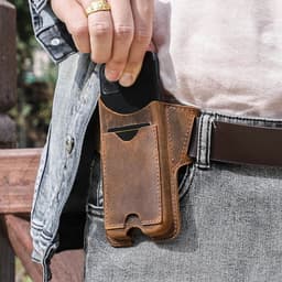 image-CONTACTS FAMILY 100% Nubuck Leather Phone Waist Case Bag Men Cellphone Loop Holster Belt Pouch for iPhone 14 13 12 Pro Max Mini
