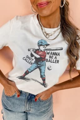 image-White Graphic Tee - Shot Caller Wanna Be Baller