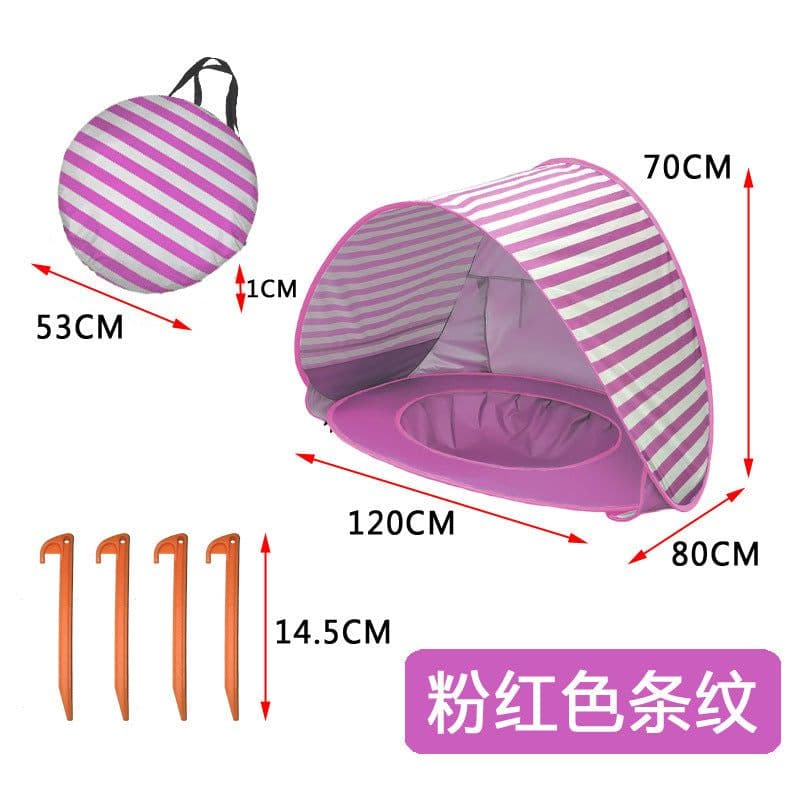 image-OEM Baby Beach Tent - Sunshade with Built-in Water Pocket, 1000mm Waterproof, Infant 0-3