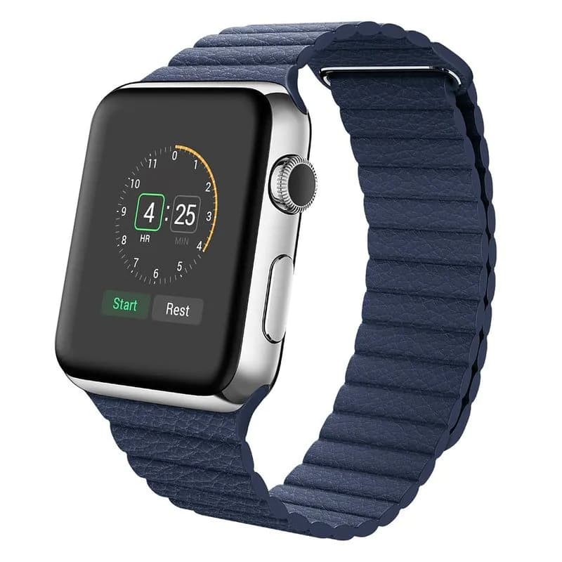 image-Magnet Genuine Leather Apple Watch Band