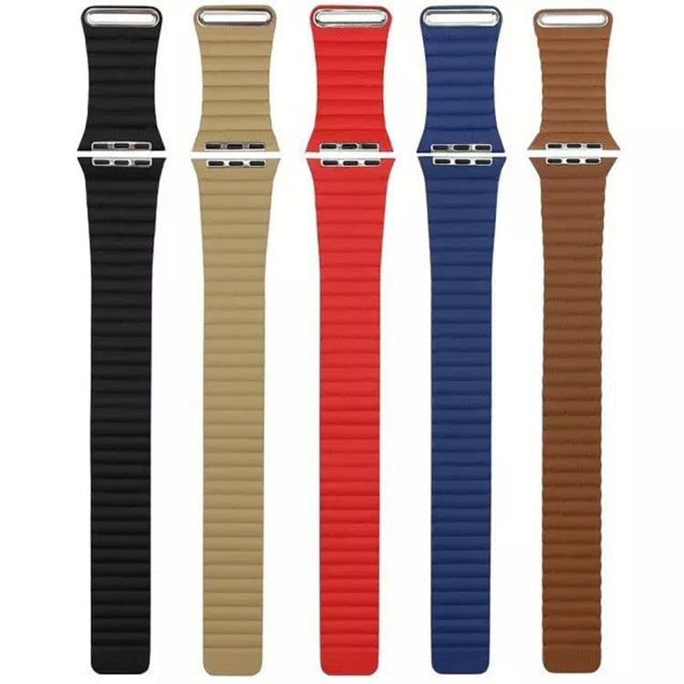 image-Magnet Genuine Leather Apple Watch Band