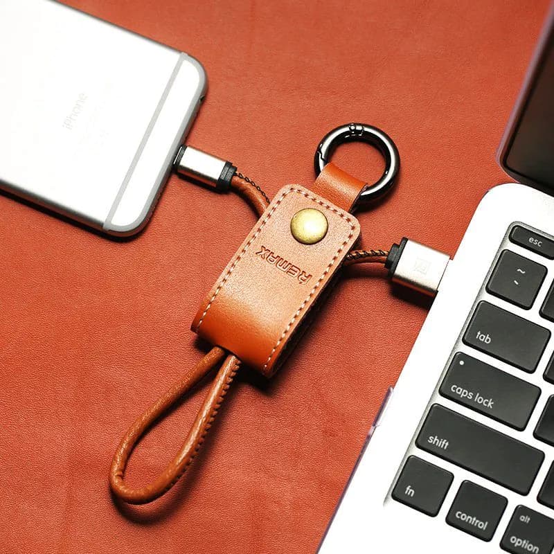image-Leather Keychain Lightning Cable