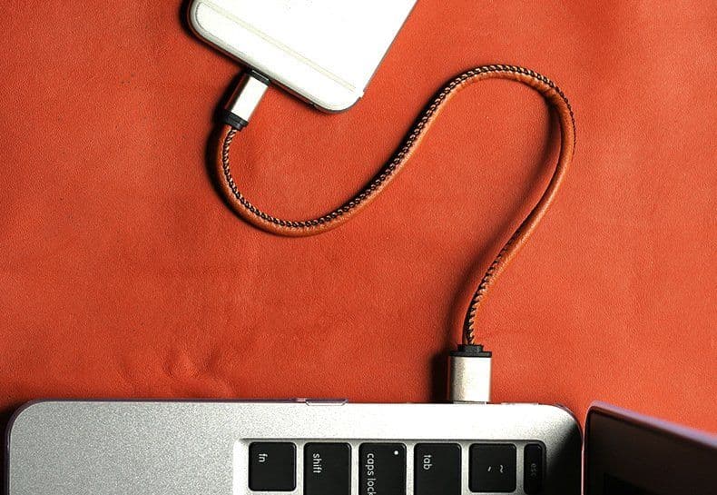 image-Leather Keychain Lightning Cable