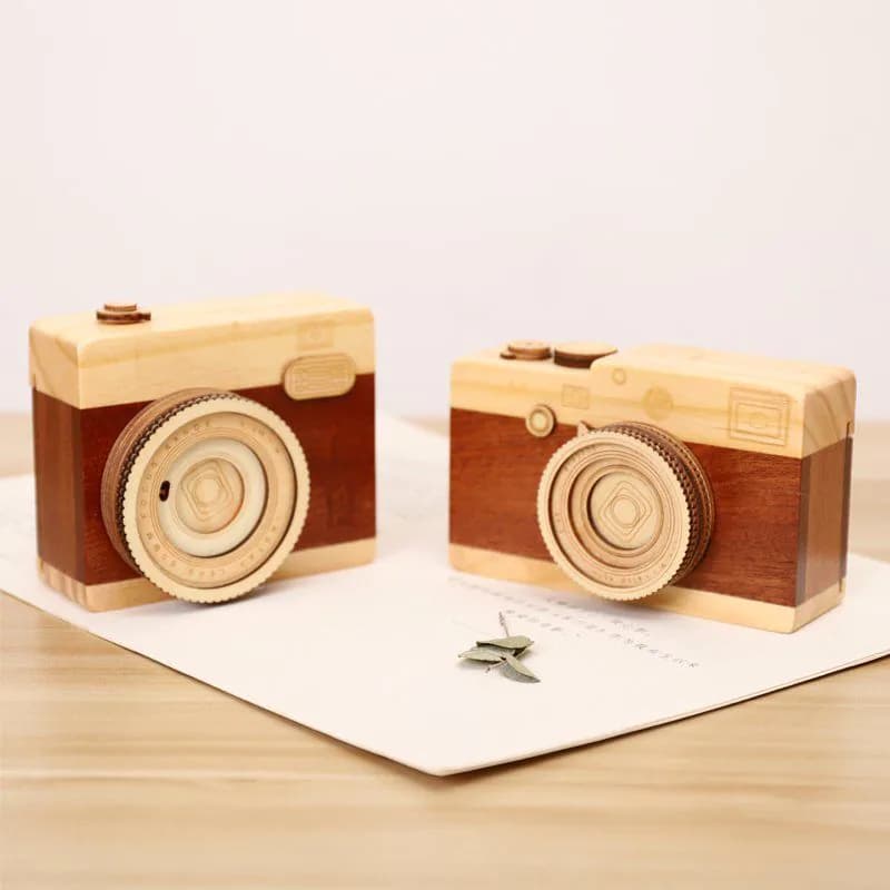 image-Wood Camera Music Box