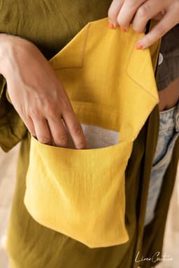 image-Honey Linen Shoulder Bag with Coconut Buttons and Adjustable Strap
