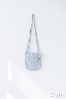 image-Honey Linen Shoulder Bag with Coconut Buttons and Adjustable Strap