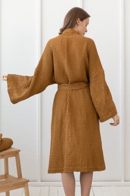 image-Amber linen waffle robe